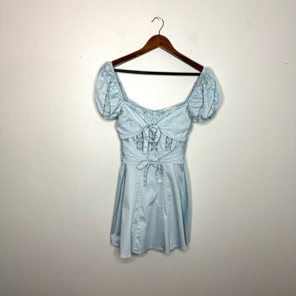 For Love & Lemons Baby Blue Chantalle Mini Dress - Picture 2 of 8